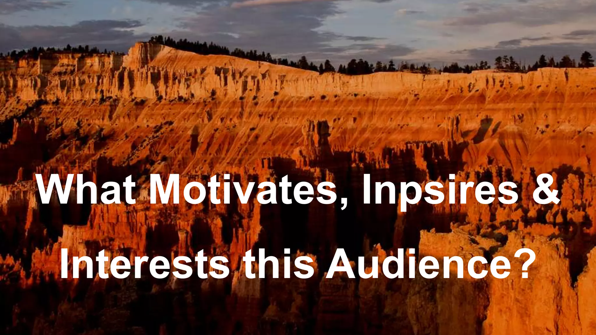What Motivates, Inpsires &
 Interests this Audience?
 