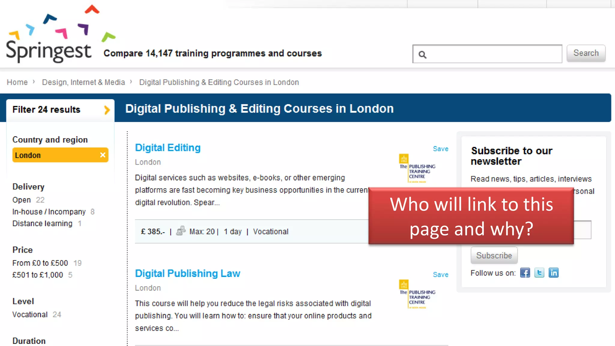 Who will link to this
 page and why?
 