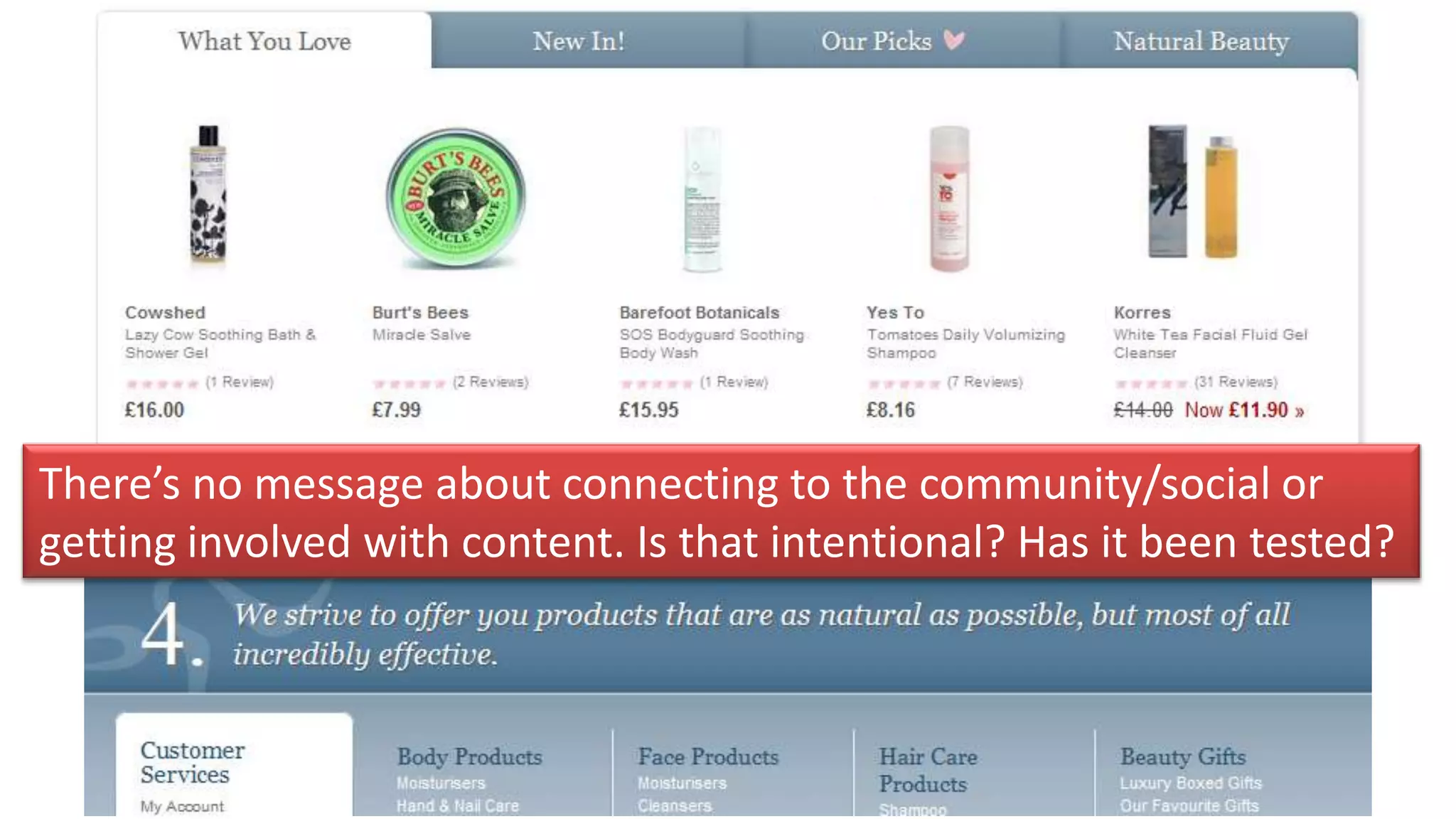 There’s no message about connecting to the community/social or
getting involved with content. Is that intentional? Has it been tested?
 