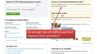 Do you get lots of traffic/searches?
Impress these providers!
 