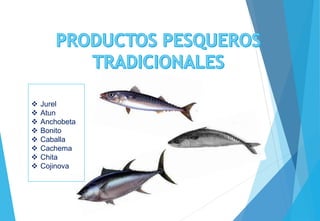  Jurel
 Atun
 Anchobeta
 Bonito
 Caballa
 Cachema
 Chita
 Cojinova
 