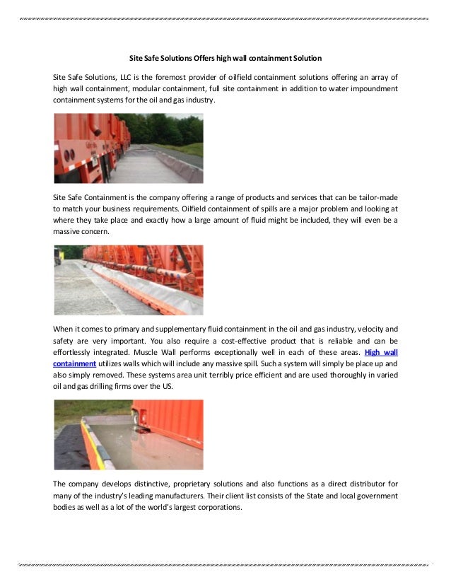 Site safe solutions offers high wall containment solution