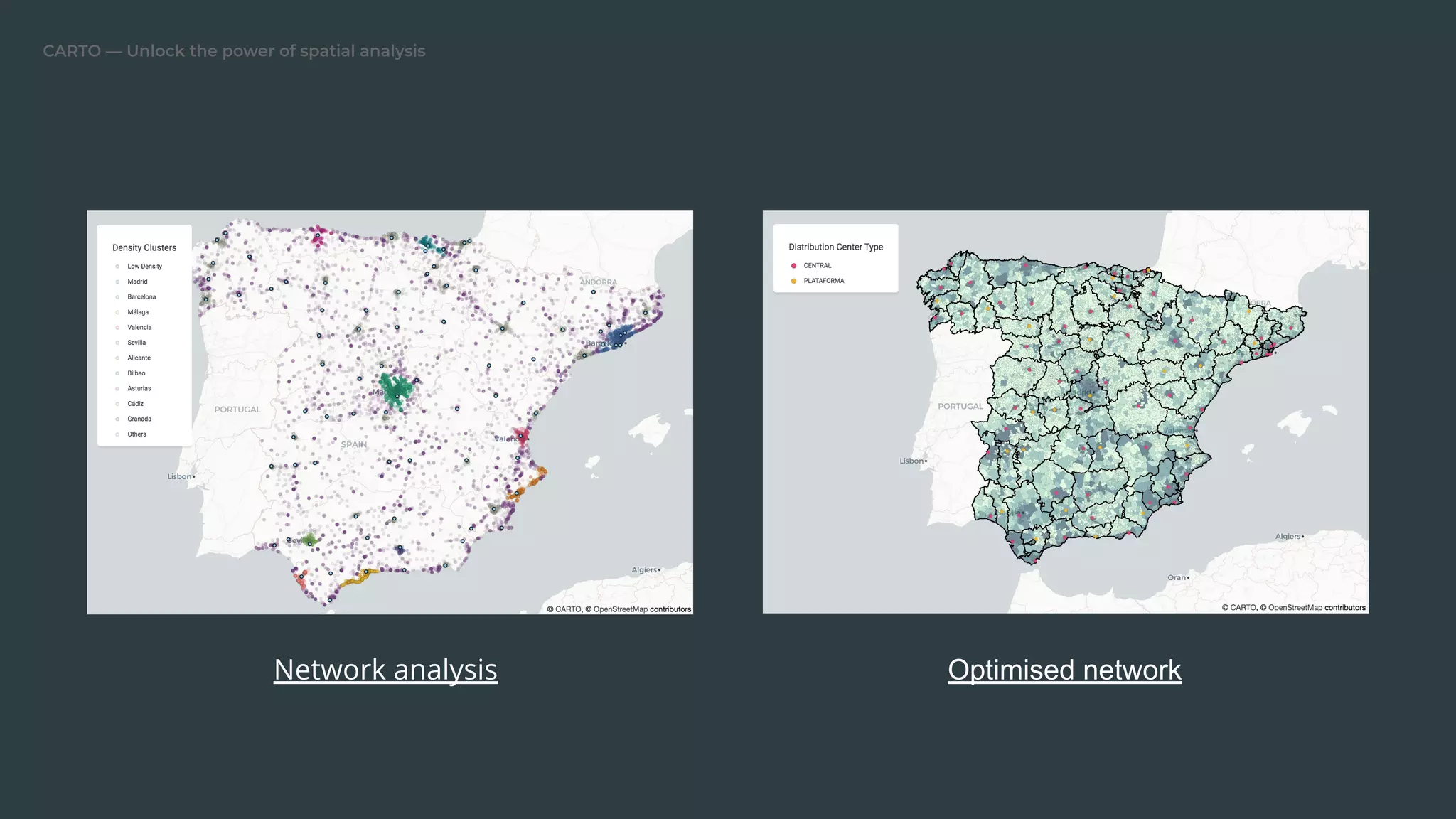CARTO — Unlock the power of spatial analysis
Optimised network
Network analysis
 