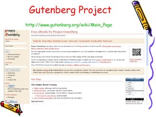 Gutenberg Project http://www.gutenberg.org/wiki/Main_Page   