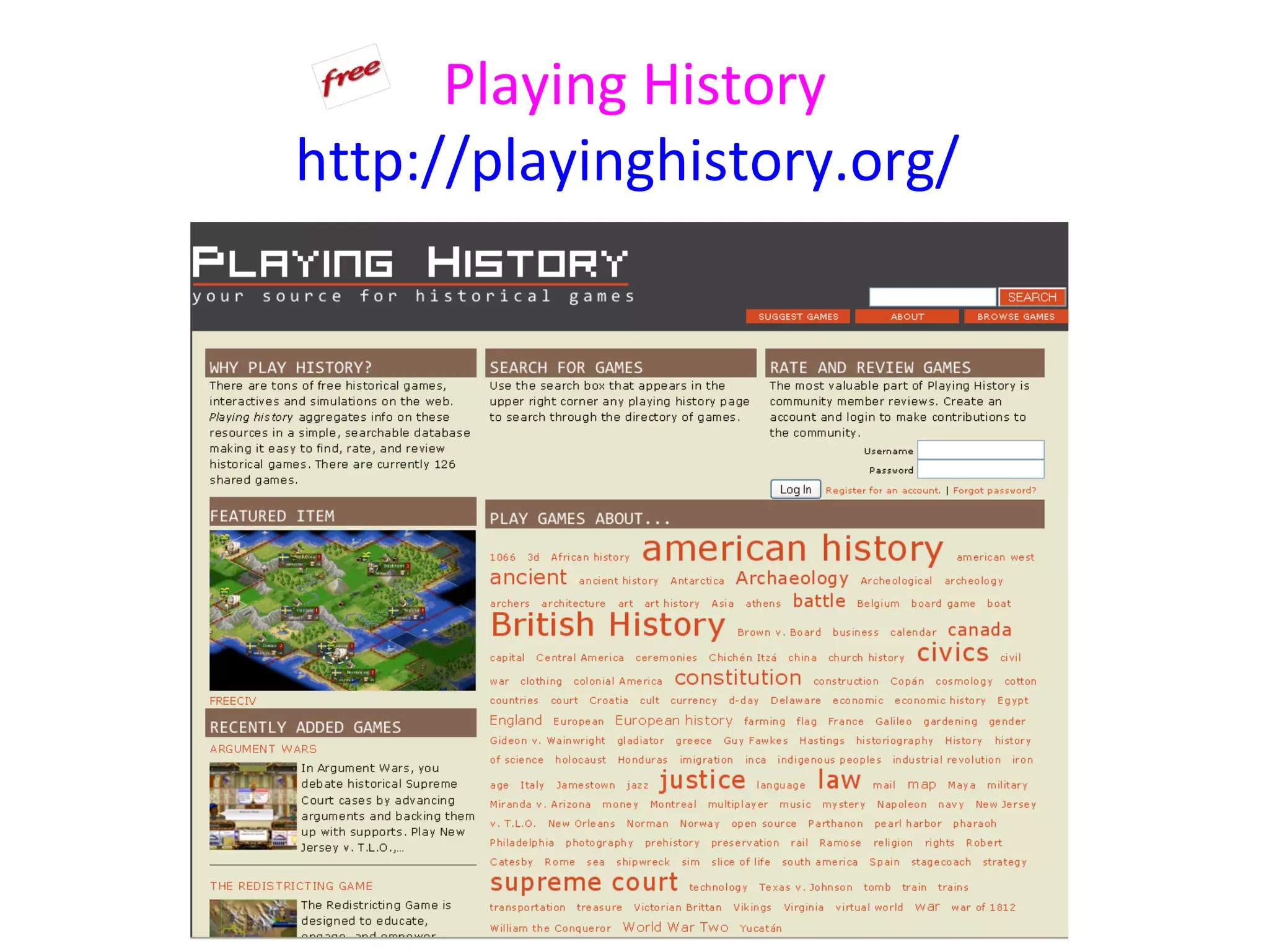 Playing History
http://playinghistory.org/
 