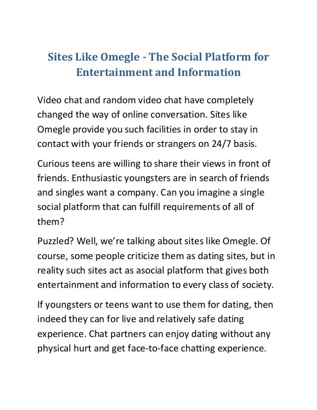 Sites Like Omegle The Social Platform For Entertainment And