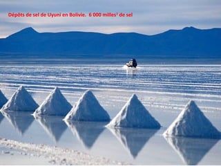 Dépôts de sel de Uyuni en Bolivie. 6 000 milles 2 de sel

 