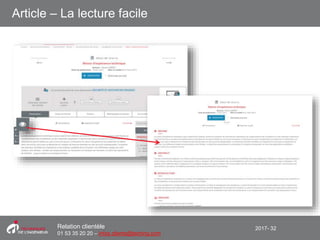 2017- 32Relation clientèle
01 53 35 20 20 – infos.clients@teching.com
Article – La lecture facile
 