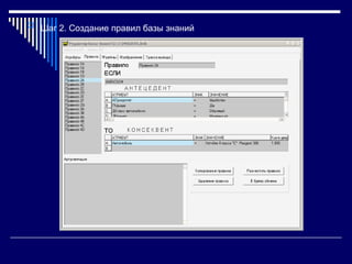 Шаг 2. Создание правил базы знаний
 