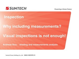 Inspection

Why including measurements?

Visual inspections is not enough!

Andreas Iliou - shading and measurements analysis
 