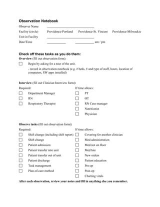 Hospital site visit plan | PDF
