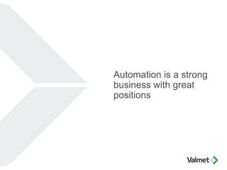 Automation is a strong
business with great
positions
 
