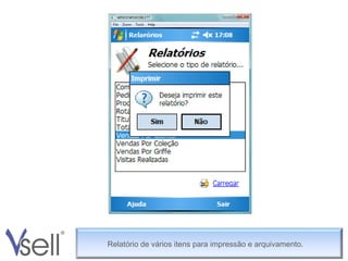 Relatório de vários itens para impressão e arquivamento. 