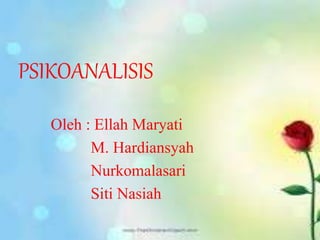 PSIKOANALISIS
Oleh : Ellah Maryati
M. Hardiansyah
Nurkomalasari
Siti Nasiah
 