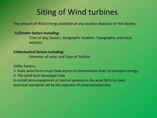 Siting and Planning Design of Wind Turbines