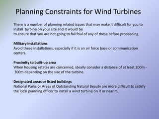 Siting and Planning Design of Wind Turbines