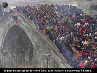 Le pont de passage sur la rivière Žušuj, dans le District de Mianyang. À ÉVITER.
 