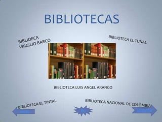 BIBLIOTECAS



         BIBLIOTECA LUIS ANGEL ARANGO




atrás                 fin               adelante
 