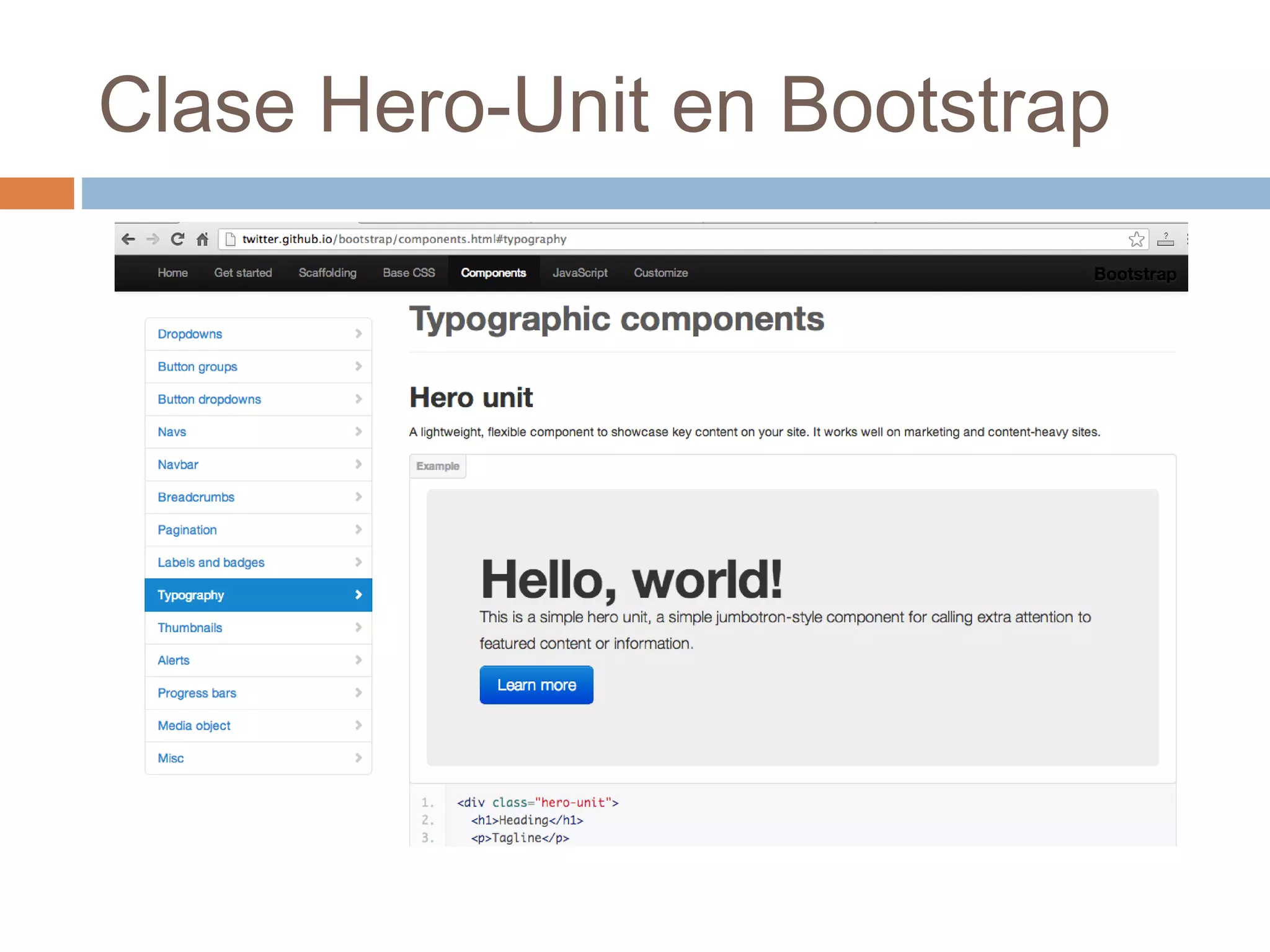 Clase Hero-Unit en Bootstrap
 