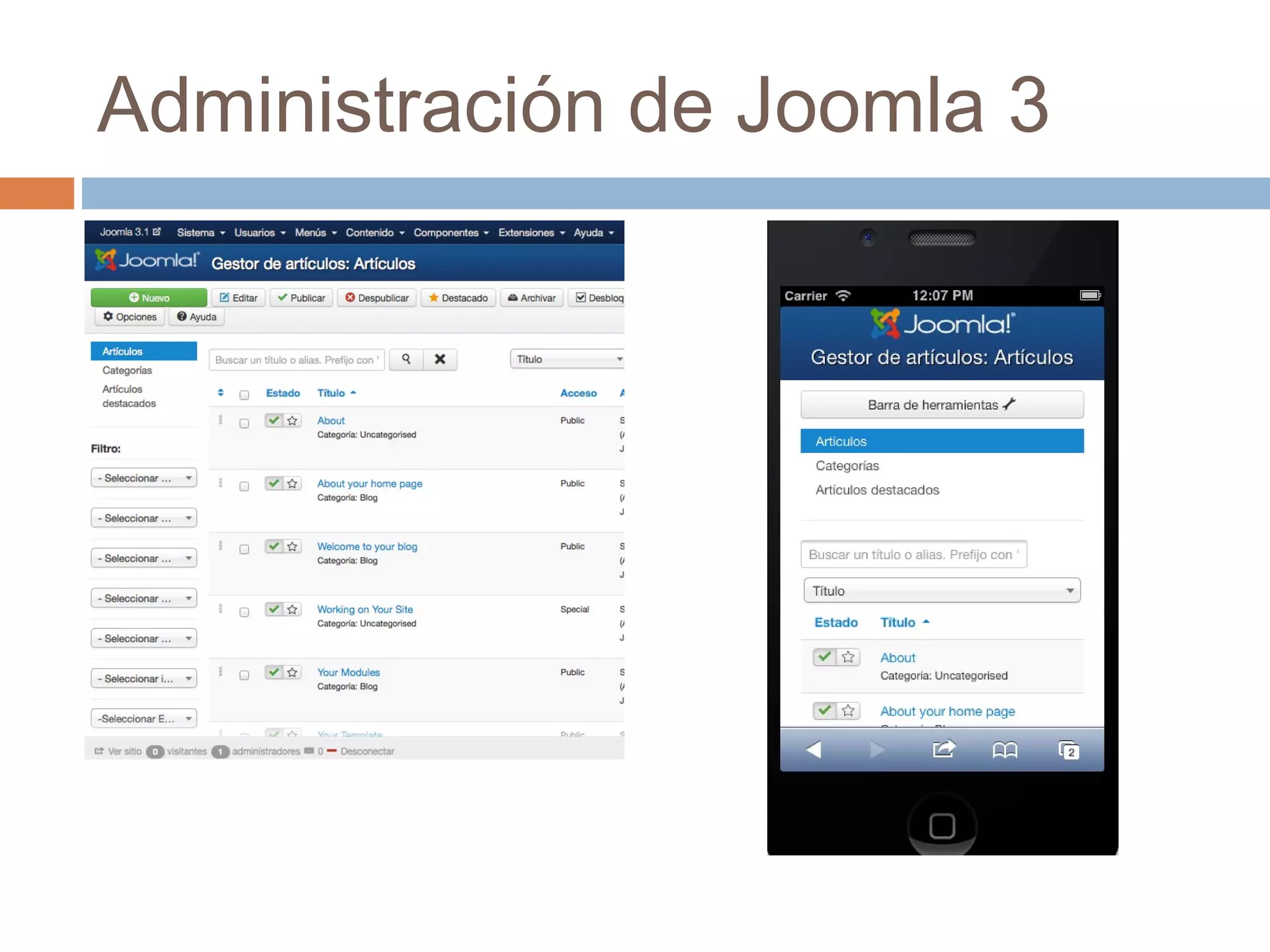 Administración de Joomla 3
 