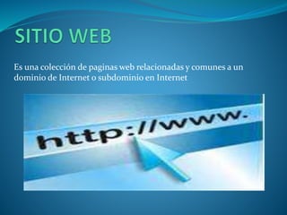Es una colección de paginas web relacionadas y comunes a un
dominio de Internet o subdominio en Internet
 