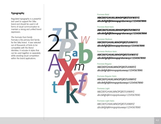 Typography
Regulated typography is a powerful
tool used to support the Sitka
brand and should be used in all
forms of visual communication to
maintain a strong and unified brand
expression.
The Formata Font Family
Formata is the primary font family
for the Sitka brand. It was selected
out of thousands of fonts to be
compatible with the Brand
Identities. It includes 8 styles that
can be used together or separately
while avoiding visual competition
within the brand applications.
Formata Bold
ABCDEFGHIJKLMNOPQRSTUVWXYZ
abcdefghijklmnopqrstuvwxyz1234567890
Formata Bold Italic
ABCDEFGHIJKLMNOPQRSTUVWXYZ
abcdefghijklmnopqrstuvwxyz1234567890
Formata Medium
ABCDEFGHIJKLMNOPQRSTUVWXYZ
abcdefghijklmnopqrstuvwxyz1234567890
Formata Medium Italic
ABCDEFGHIJKLMNOPQRSTUVWXYZ
abcdefghijklmnopqrstuvwxyz1234567890
Formata Regular
ABCDEFGHIJKLMNOPQRSTUVWXYZ
abcdefghijklmnopqrstuvwxyz1234567890
Formata Regular Italic
ABCDEFGHIJKLMNOPQRSTUVWXYZ
abcdefghijklmnopqrstuvwxyz1234567890
Formata Light
ABCDEFGHIJKLMNOPQRSTUVWXYZ
abcdefghijklmnopqrstuvwxyz1234567890
Formata Light Italic
ABCDEFGHIJKLMNOPQRSTUVWXYZ
abcdefghijklmnopqrstuvwxyz1234567890
4.2
 