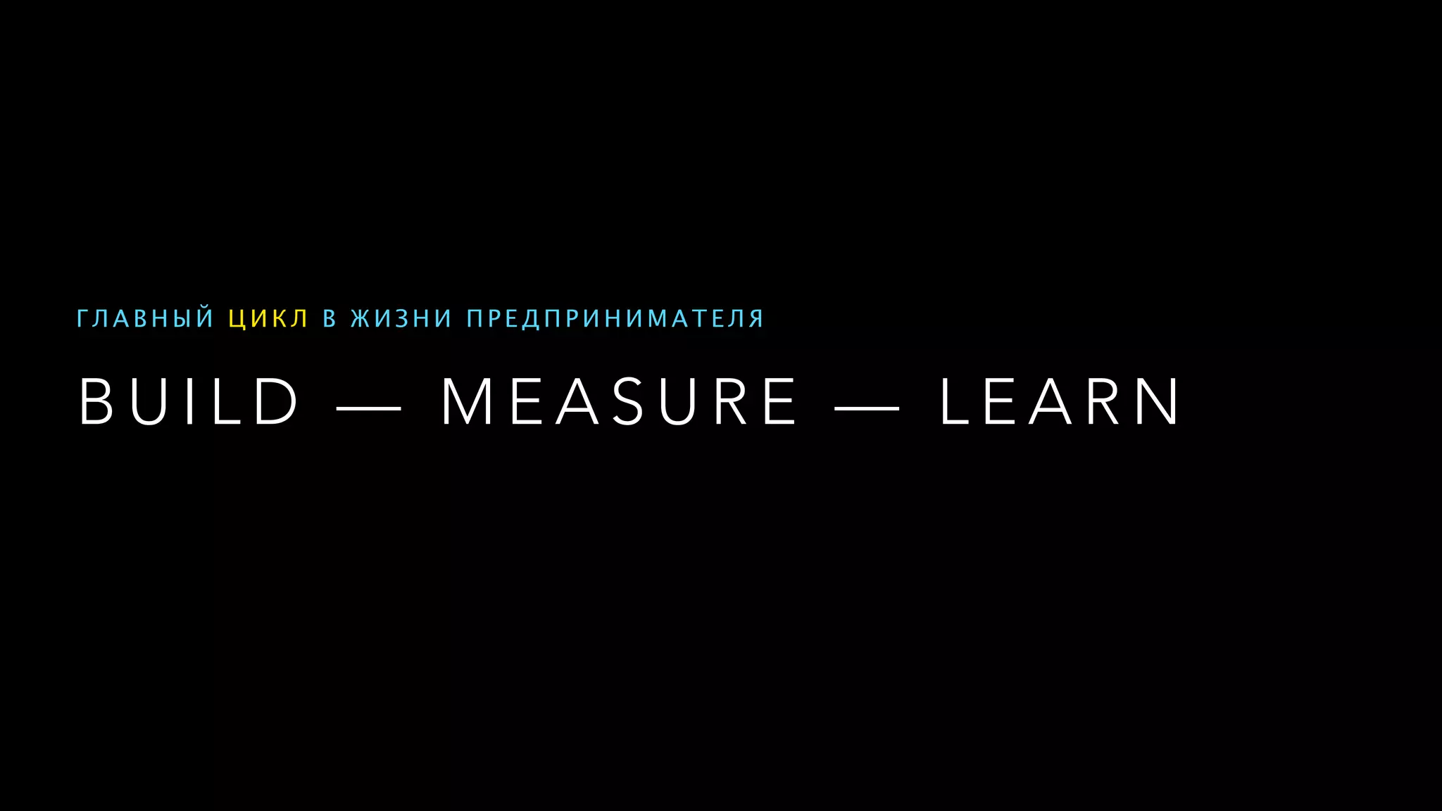 B U I L D — M E A S U R E — L E A R N
Г Л А В Н Ы Й Ц И К Л В Ж И З Н И П Р Е Д П Р И Н И М А Т Е Л Я
 