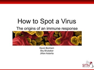 How to Spot a Virus The origins of an immune response Kevin Bonham Sky Brubaker Jillian Astarita 