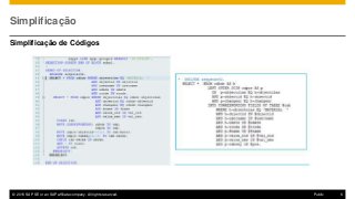 © 2016 SAP SE or an SAP affiliate company. All rights reserved. 6Public
Simplificação
Simplificação de Códigos
 