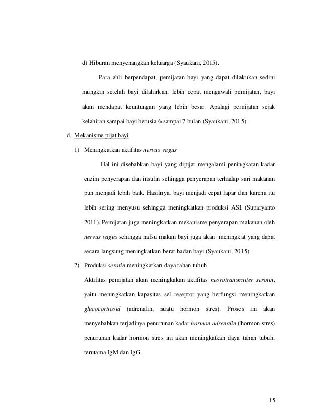 PENGARUH PIJAT BAYI TERHADAP PENINGKATAN BERAT BADAN BAYI 