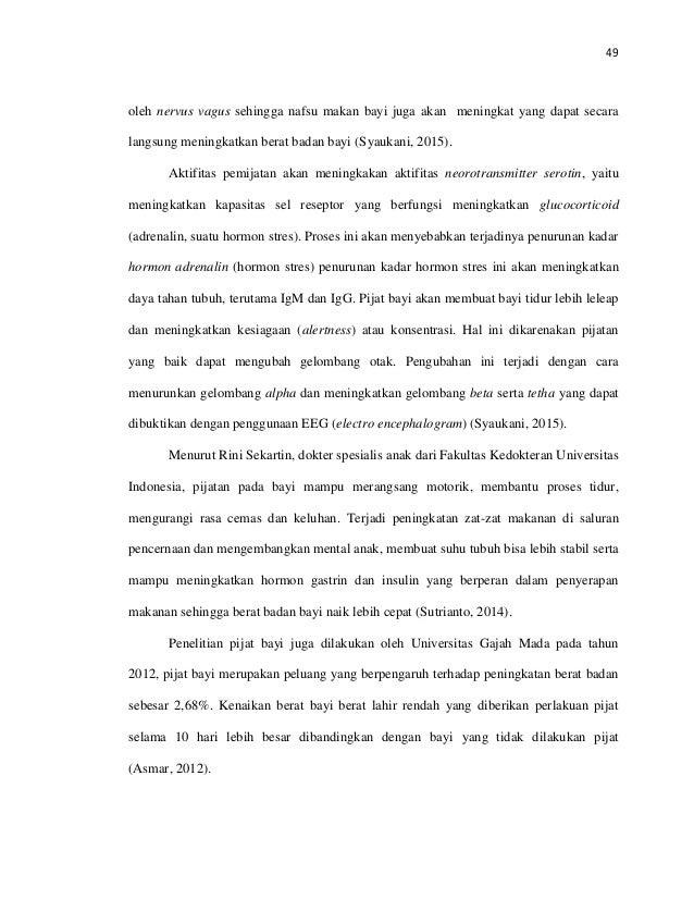 PENGARUH PIJAT BAYI TERHADAP PENINGKATAN BERAT BADAN BAYI 