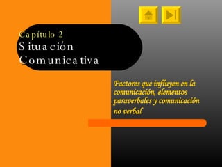 Capítulo 2 Situación  Comunicativa Factores que influyen en la comunicación, elementos paraverbales y comunicación  no verbal 
