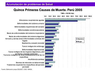 Quince Primeras Causas de Muerte. Perú 2005 Fuente: Elaboración propia OEASIST / OGE / MINSA Acumulación de problemas de Salud 