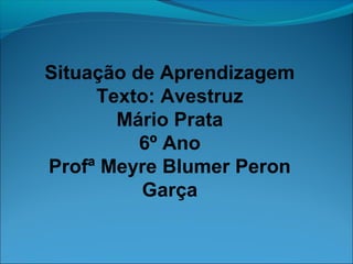 Situação de Aprendizagem
Texto: Avestruz
Mário Prata
6º Ano
Profª Meyre Blumer Peron
Garça
 