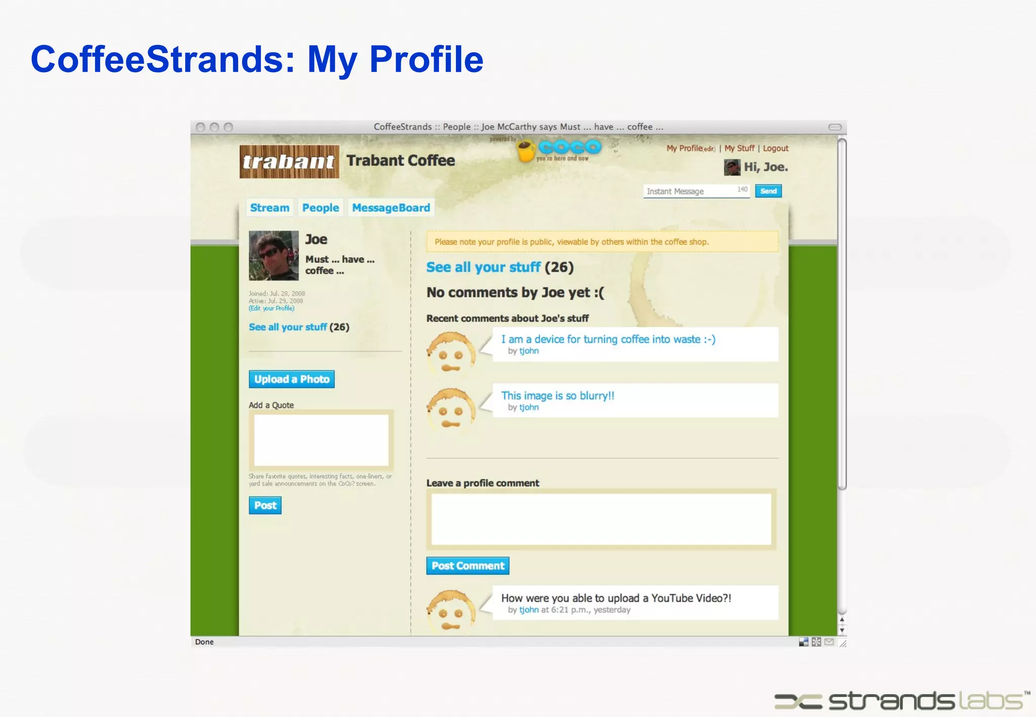 CoffeeStrands: My Profile 