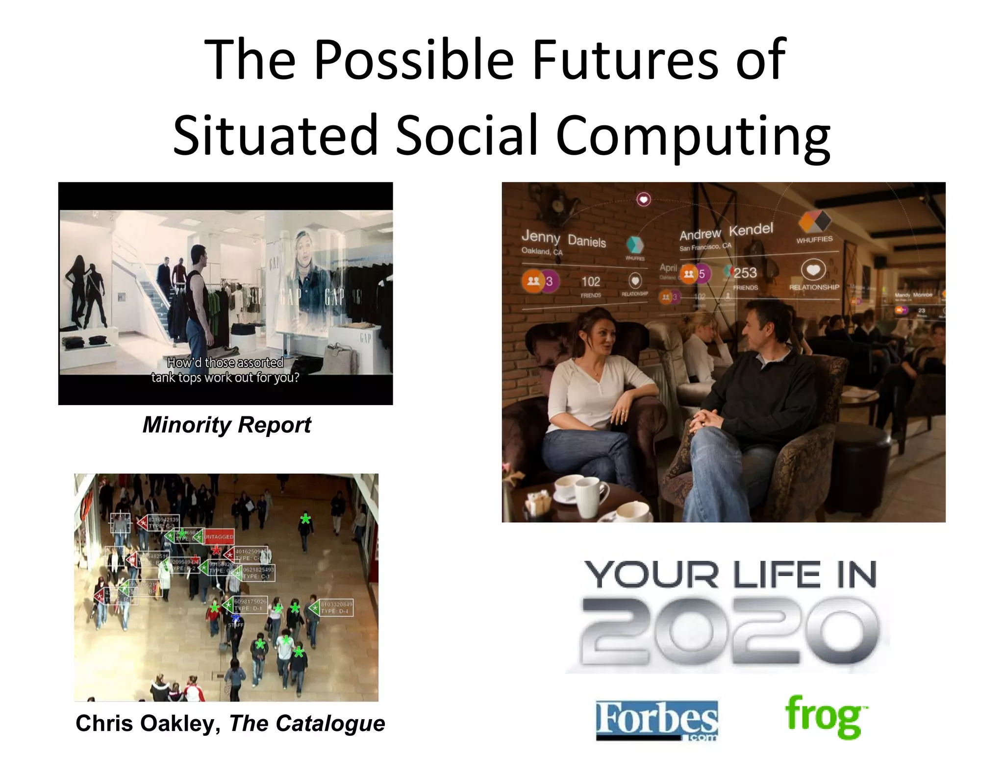 The Possible Futures of  Situated Social Computing Chris Oakley,  The Catalogue Minority Report 