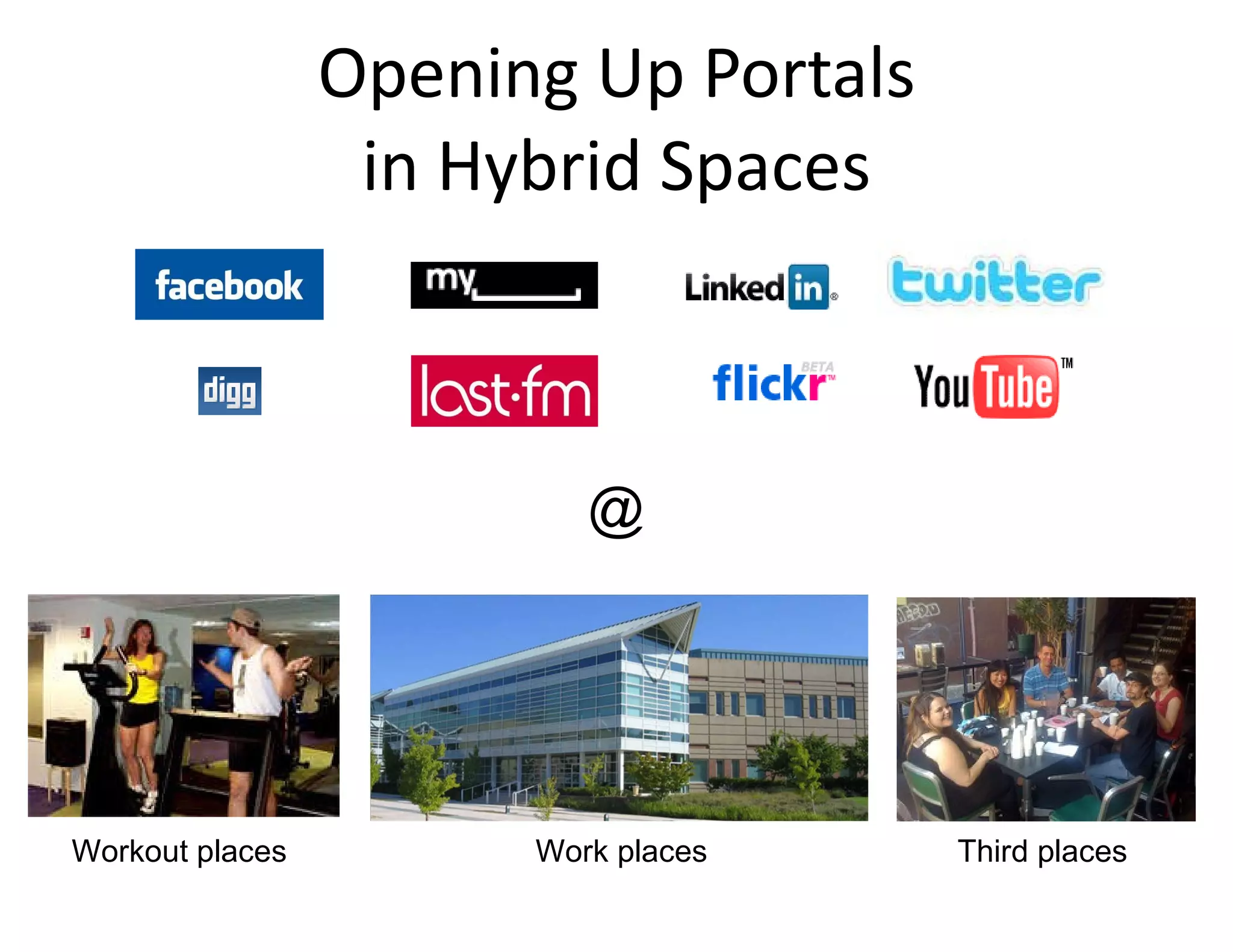 Opening Up Portals in Hybrid Spaces @ Workout places Work places Third places 