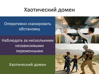 Хаотический домен
Оперативно сканировать
обстановку
Хаотический домен
Наблюдать за несколькими
независимыми
переменными
 