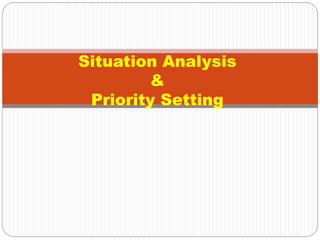 Situation Analysis
&
Priority Setting
 