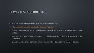 •
1. CONCERNANT LA COMMUNICATION SOIGNANT-SOIGNÉ
•
•
•
 