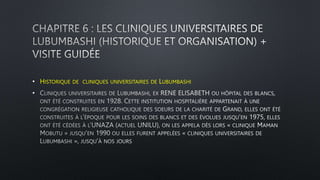 • HISTORIQUE DE CLINIQUES UNIVERSITAIRES DE LUBUMBASHI
•
 