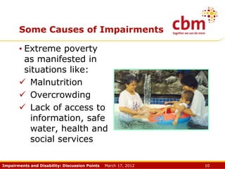 Impairments and Disability: Points for Discussion | PPTX