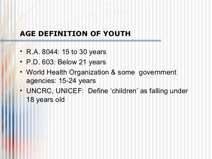 Situation of the youth presentation (as of june 18 2010)[1]