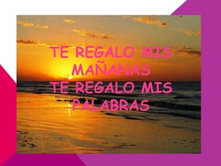 TE REGALO MIS
  MAÑANAS
TE REGALO MIS
   PALABRAS
 