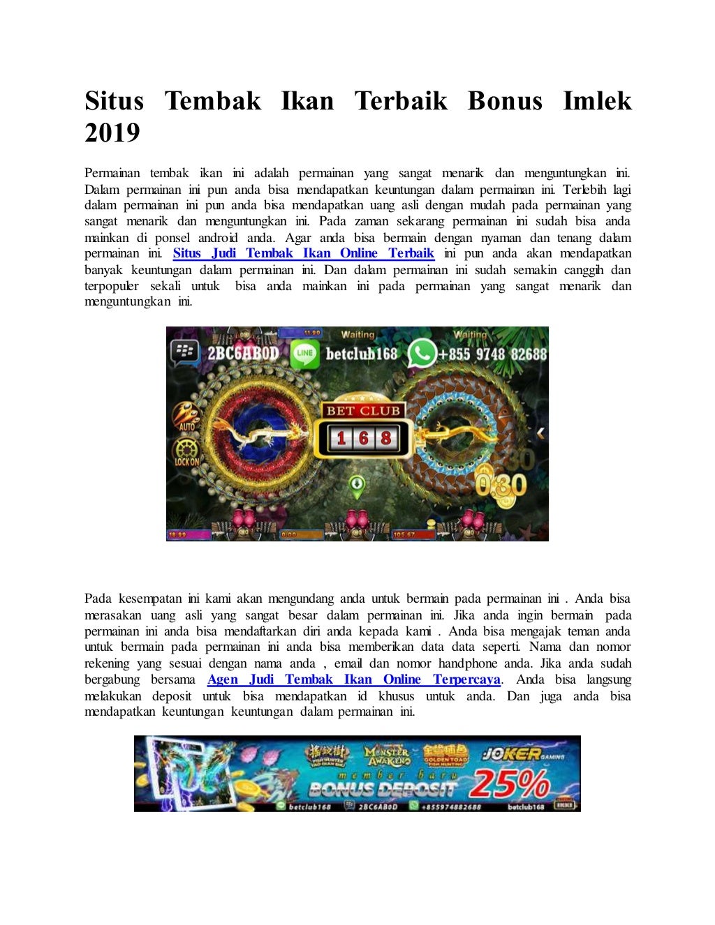 Situs tembak ikan terbaik bonus imlek 2019