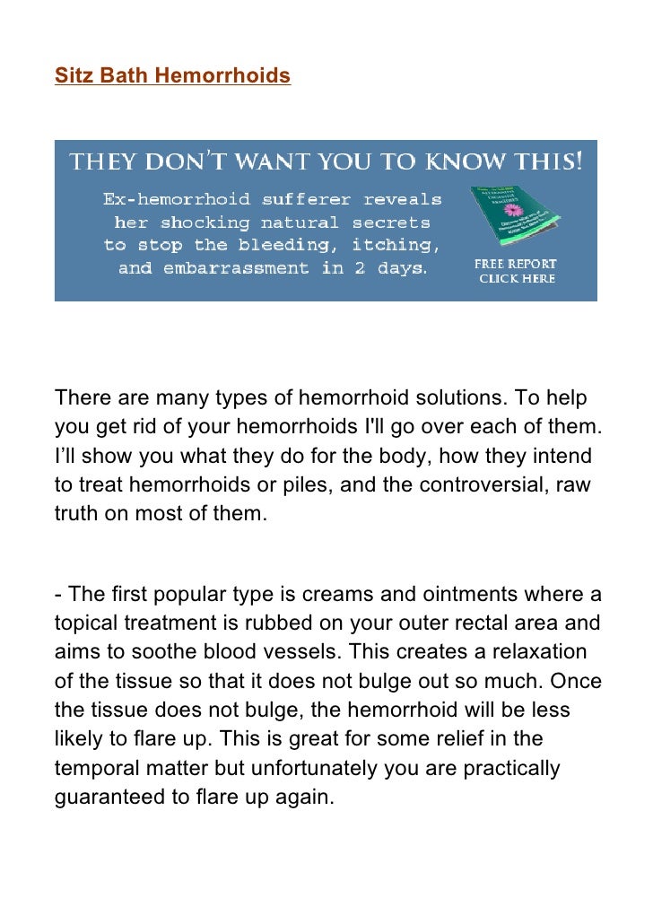 Sitz Bath Hemorrhoids