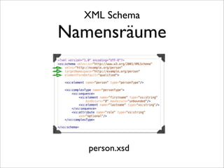 XML Schema
Namensräume




   person.xsd
 