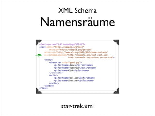 XML Schema
Namensräume




   star-trek.xml
 