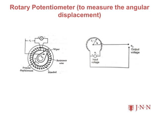 Rotary Potentiometer (to measure the angular
displacement)
 