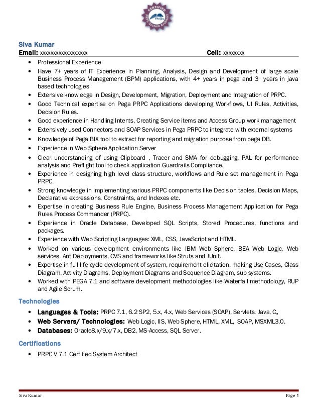 Iis experience resume